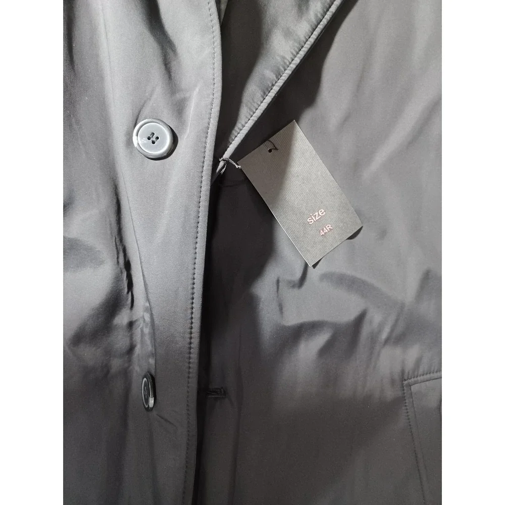 Di Quattro Coat Mens 44R Black‎ Rain Overcoat Quilted Lined Button Front
